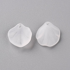 White Transparent Frosted Acrylic Pendants, Petaline, White, 16x14.5x3mm, Hole: 1.6mm