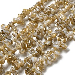 Verge D'or Foncé Eau douce naturelle de coquillage perles brins, os, verge d'or noir, 6~7x3~4mm, Trou: 0.9mm, Environ 97 pcs/chapelet, 15.08~15.28 pouce (38.3~38.8 cm)
