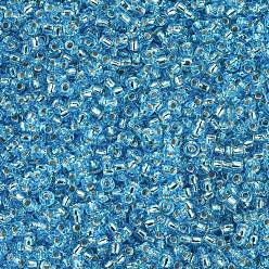 (RR2429) Silverlined Dark Aqua Миюки круглые бусины рокайль, японский бисер, (rr 2429) серебристый темно-голубой, 11/0, 2x1.3 мм, Отверстие: 0.8 мм, о 1100 шт / бутылка, 10 г / бутылка