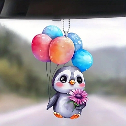 Gray Penguin Acrylic Pendant Decorations, for Car, Gray, 80mm