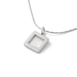 Stainless Steel Color Shell Square Pendant Necklaces, 304 Stainless Steel Box Chain Necklaces, Stainless Steel Color, 16.54 inch(42cm)