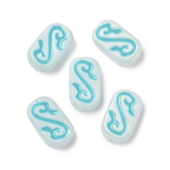 Синий Выпечка окрашенные стеклянные бусины, руны, с эмалью, синие, 20~20.5x12x6.5 мм, отверстие : 1.4 мм