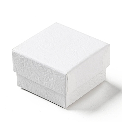 White Texture Paper Jewelry Gift Boxes, with Sponge Mat Inside, Square, White, 5.1x5.1x3.3cm, Inner Diameter: 4.6x4.6cm, Deep: 3cm