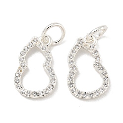 Серебро Латунные микро проложить кубического циркония подвески, и кольцо для прыжков, долговечный, без свинца и без кадмия, Горлянка, серебряные, 15x10x2 мм, отверстие : 4.5 мм