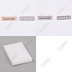 Platinum & Light Gold 12 сумки 2 цвета, застежки-замки из цинкового сплава, с железной основой, прямоугольник со словом ручной работы, платина и светлое золото, 1x3.65x1.65 см, 3.4x1.2x0.02 мм, 2 шт / пакет, 6 сумки / цвет