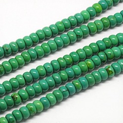 Lime Green Natural Magnesite Rondelle Beads Strands, Dyed, Lime Green, 6x4mm, Hole: 1mm, about 115pcs/strand, 15.74 inch