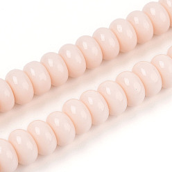 Льняное Полотно Непрозрачные с напылением стеклянные бусины, рондель, белье, 8~8.5x4.5~5 мм, отверстие : 1.2 мм, около 75~77 шт / нитка, 14.96 дюйм (38 см)