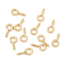 Real 14K Gold Plated Brass Peg Bails, Screw Eye Peg Bails, Real 14K Gold Plated, 8x4x1mm, Hole: 2mm, Pin: 1.2mm