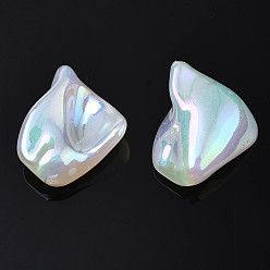 Blanc Perles acryliques placage irisé arc-en-ciel, perles de paillettes, nuggets, blanc, 23.5x19.5x18.5mm, Trou: 1.5~1.6mm
