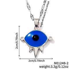 Платина Ожерелья с кулоном из латуни с дурным глазом и эмалью, простой и элегантный, платина, 15.75 дюйм (40 см)
