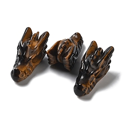 Œil De Tigre Figurines naturelles de tête de dragon de guérison d'oeil de tigre, Décorations d'affichage en pierre d'énergie reiki, pour la maison ornement feng shui, 42~45x18~21x18~20mm
