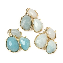 Flower Amazonite Соединители звеньев амазонита естественного цветка, с латунной фурнитурой , граненые, золотые, 30.5~31x33x5 мм, отверстие : 1.8 мм