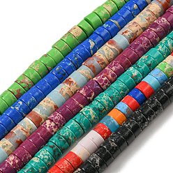Mixed Color Synthetic Imperial Jasper Dyed Beads Strands, Disc, Heishi Beads, Mixed Color, 6~6.5x3~3.5mm, Hole: 1.2mm, about 107pcs/strand, 14.88''~14.96''(37.8~38cm)