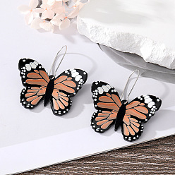 4# Black-brown Butterfly (AC9 Silver) Colorful Butterfly Earrings French Style Acrylic Insect Drop Dangle Creative Ear Jewelry