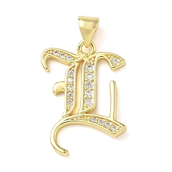 Letter L Латунные микро проложить кубического циркония подвески, стойки покрытие, без свинца и без кадмия, долговечный, реальный 18 k позолоченный, буквы, Письмо L, 23x16.5x1.8 мм, отверстие : 3.5x5 мм