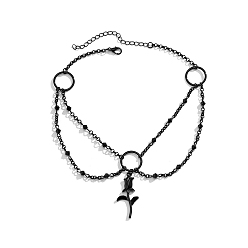 Electrophoresis Black Halloween Themed Alloy Rose Flower Pendant Chocker Necklace for Women, Electrophoresis Black, 11.81 inch(30cm)