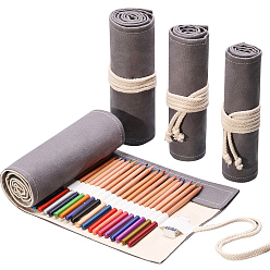 None Pattern Handmade Canvas Pencil Roll Wrap, 24 Holes Roll Up Pencil Case for Coloring Pencil Holder, None Pattern, 34x20cm
