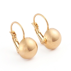 Golden 304 Stainless Steel Leverback Earrings, Half Round, Golden, 19x12mm, Half Round: 10mm, Pin: 0.7mm, 12pairs/board