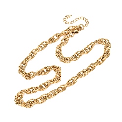 Golden 6mm 304 Halsketten aus gedrehtem Edelstahlseil, Ionenbeschichtung (ip), golden, 15.94 Zoll (40.5 cm)