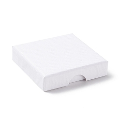 White Paper with Sponge Mat Necklace Boxes, Square, White, 7x7x1.65cm, Inner Diameter: 6.3x6.3x1cm