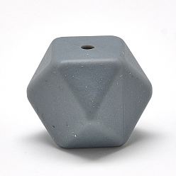 Slate Gray Food Grade Eco-Friendly Silicone Beads, Chewing Beads For Teethers, DIY Nursing Necklaces Making, Faceted Cube, Slate Gray, 14x14x14mm, Hole: 2mm
