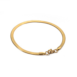Real 18K Gold Plated 304 Stainless Steel Bracelets, Herringbone Chain Bracelets, with Lobster Claw Clasps, Real 18K Gold Plated, 180x3x0.5mm(7.08 inch)