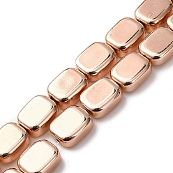 Светло-Золотое Покрытие Стеклянные бусины с гальваническим покрытием , прямоугольные, свет позолоченные, 10x8x4 мм, отверстие : 0.9 мм, около 40 шт / нитка, 15.51'' (39.4 см)