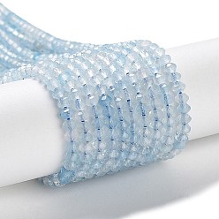 Light Blue Natural Aquamarine Beads Strands, Saucer Beads, Faceted, Light Blue, 3x2mm, Hole: 0.6mm, about 155~160pcs/strand, 15.16''~15.28''(38.5~38.8cm)