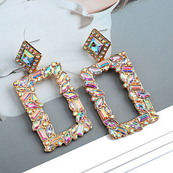 AB Colorful Geometric Crystal Earrings with Elegant High-end Style