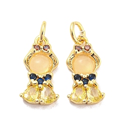 Champagne Gold Подвески из латуни с цирконием для женщин, долговечный, без свинца и без кадмия, реальный 18 k позолоченный, шампанское золото, 15x7.5x2.5 мм