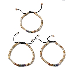 Сумасшедший Агат Регулируемые браслеты из натурального агата и немагнитного гематита, подходящие как для мужчин, так и для женщин., внутренний диаметр: 2.09~3.19 дюйм (5.3~8.1 см)