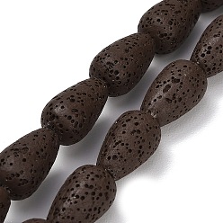 Кокосово-Коричневый Бусы из натуральной лавы, окрашенные, слеза, кокосового коричневый, 16~16.5x10 мм, отверстие : 1 мм, около 25 шт / нитка, 16.14'' (41 см)
