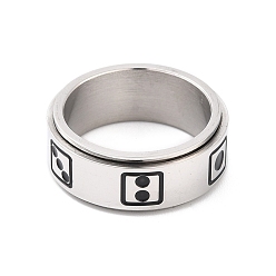 Stainless Steel Color Titanium Steel Spinner Ring, with Dice Pattern, Wide Band Rings for Men, Stainless Steel Color, 8mm, Inner Diameter: 17.3mm