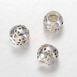 Antique Silver Rondelle Tibetan Style Alloy European Large Hole Beads, Antique Silver, 10x9mm, Hole: 4mm