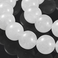 Белый Натуральный белый нефритовый шарик нити, круглые, белые, 12 мм, отверстие : 1.5 мм, около 32 шт / нитка, 15.3 дюйм