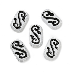 Черный Выпечка окрашенные стеклянные бусины, руны, с эмалью, чёрные, 20~20.5x12x6.5 мм, отверстие : 1.4 мм