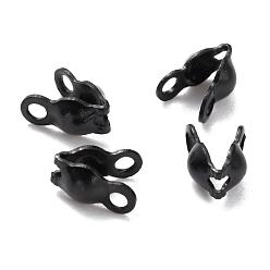Electrophoresis Black 304 Stainless Steel Bead Tips Knot Covers, Electrophoresis Black, 5x2.5mm, Hole: 1mm