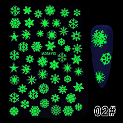 Snowflake Halloween Theme Luminous Nail Art Sticker, Self-Adhesive Nail Art Decals for Women Nail Decoration, Snowflake, 15x8.5cm