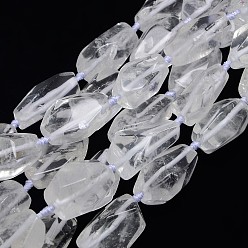Cristal de Quartz Brins de perles de cristal de quartz de pierres précieuses naturelles, perles de cristal de roche, nuggets, 20~45x10~25mm, Trou: 2mm, Environ 10~12 pcs/chapelet, 15.74 pouce