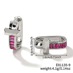 Фиолетовый Геометрические серьги-кольца из латуни в форме буквы U для женщин, минималистичные и элегантные модные аксессуары, платина, фиолетовые, 18x9 мм