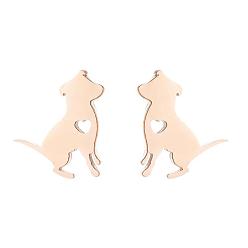 282 rose gold Stylish and Cute Mini Animal Stud Earrings for Women - Dog Heart-shaped Ear Jewelry