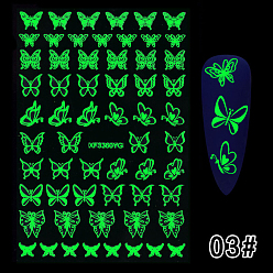 Butterfly Halloween Theme Luminous Nail Art Sticker, Self-Adhesive Nail Art Decals for Women Nail Decoration, Butterfly, 15x8.5cm