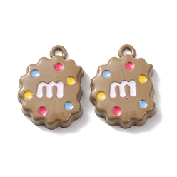 Верблюжий Подвески из эмалевого сплава с распыляемой краской, стойки покрытие, печенье с подвесками в виде буквы М, верблюжие, 21x15.5x4 мм, отверстие : 1.8 мм