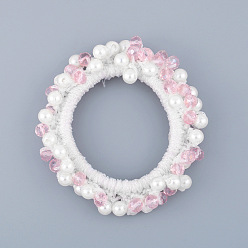 Pink Crystal Hair Tie with Hollowed-out Design - Simple Hair Accessory with Rhinestone Elastic Band.