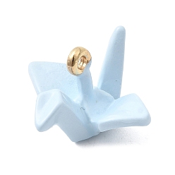 Светло-голубой Латунь эмаль подвески, бусины в виде бумажных журавликов, со сплавом, долговечный, золотые, светло-голубой, 11x17x17 мм, отверстие : 1.2 мм