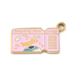 Others 304 Stainless Steel Enamel Pendants, Golden, Airfare Charms, 10x16.5x1.5mm, Hole: 1.5mm
