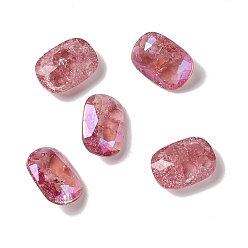 Роза Треск в стиле лунного света k9 стеклянные кабошоны со стразами, назад назад, прямоугольник восьмиугольник, роза, 14x10x5.5 мм