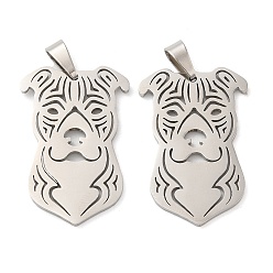 Stainless Steel Color 201 Stainless Steel Pendants, Laser Cut, Pit Bull Terrier Dog Charm, Stainless Steel Color, 30x20x1mm, Hole: 7x3.5mm