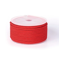 Red Polyester Braided Cord, Red, 3mm, about 12.02~13.12 yards(11~12m)/roll