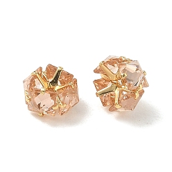 Peachpuff Messing & Glasperlen, facettiert Würfel, Gestell, langlebig überzogen, Bleifrei und cadmium frei, echt 18 k vergoldet, peachpuff, 8.5x8.5x4.5 mm, Bohrung: 0.5~0.7 mm